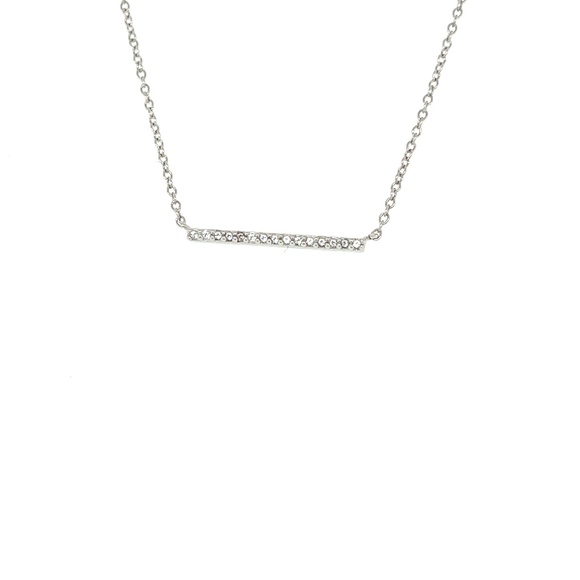 Horizontal Bar Necklace in Sterling  Silver and White spinels - Picture 3 of 4
